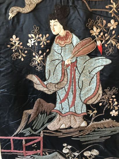 Embroidered hanging panel, Japan, Meiiji...