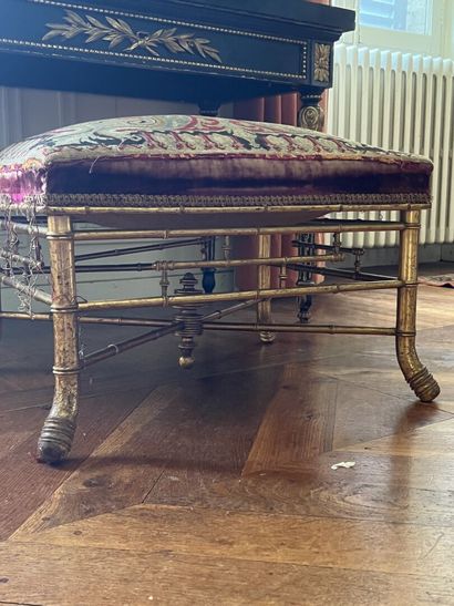 Napoleon III period stool in molded, carved...