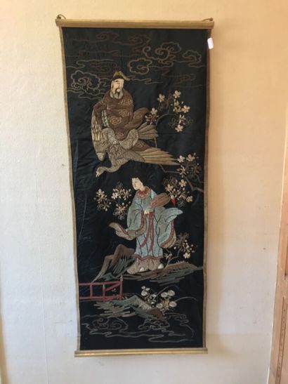 Embroidered hanging panel, Japan, Meiiji...