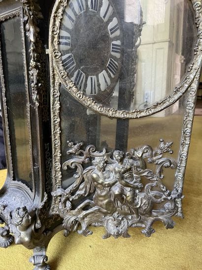 Cartel and its base of lamp in Boulle marquetry...