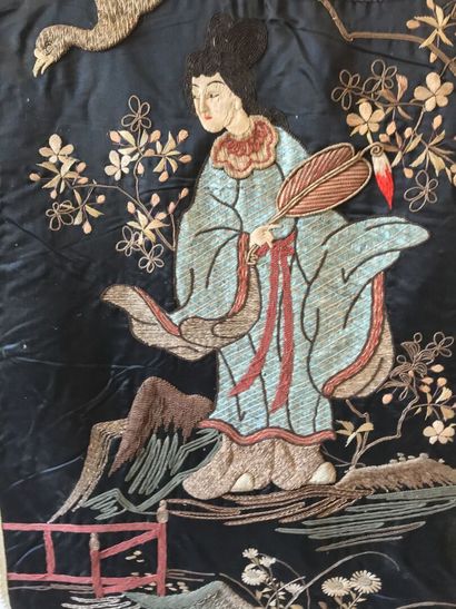 Embroidered hanging panel, Japan, Meiiji...