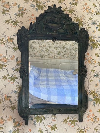 Carved and repainted wood window from the...
