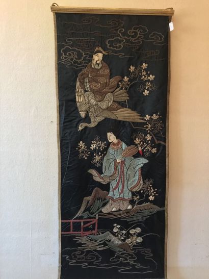 Embroidered hanging panel, Japan, Meiiji...