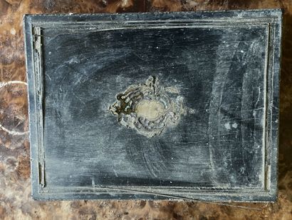 Two blackened wood boxes and nets of Napoleon...