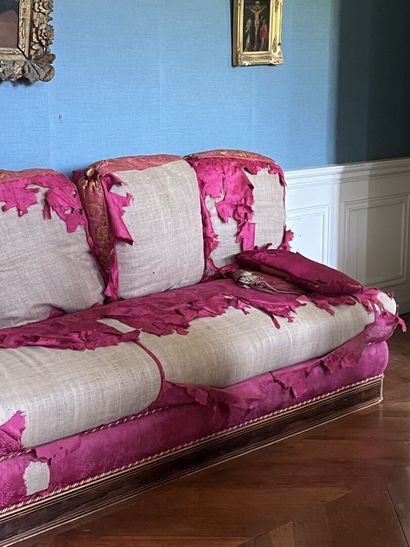 Large living room bench in rosewood and light...