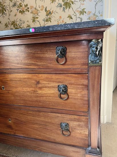 Mahogany and mahogany veneer chest of drawers,...