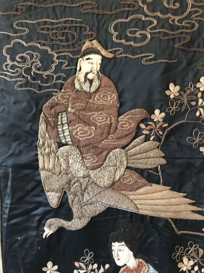 Embroidered hanging panel, Japan, Meiiji...