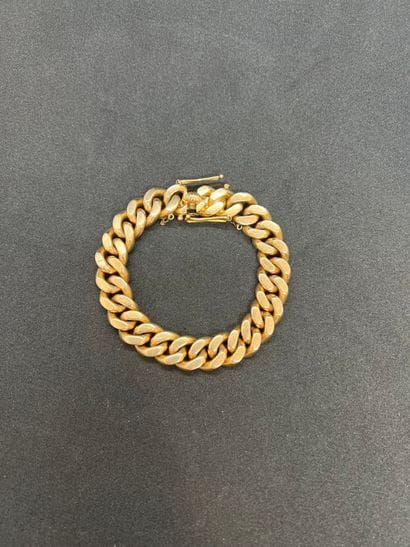 Gourmette bracelet faceted mesh in 18K rose...