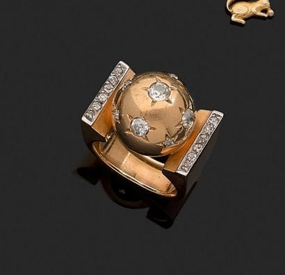 18K yellow gold 750‰ and platinum sup. 800‰...