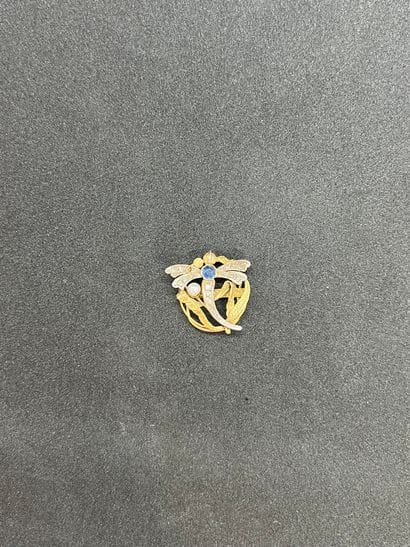 Dragonfly motif necklace in 18K two-tone...