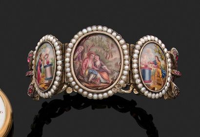 Silver bracelet sup. at 800‰ vermeil and...