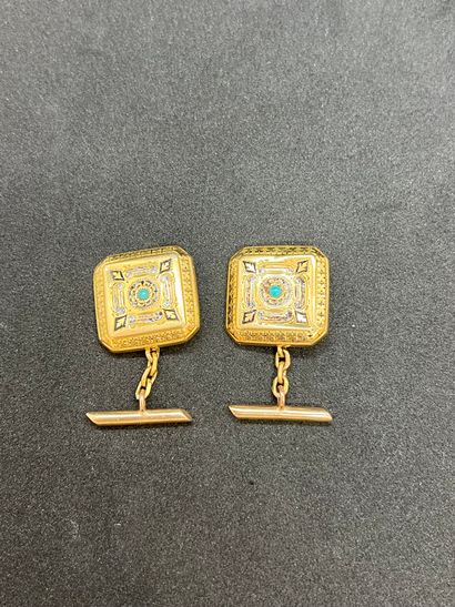 Pair of 14K (585‰) and 18K 750‰ gold partially...