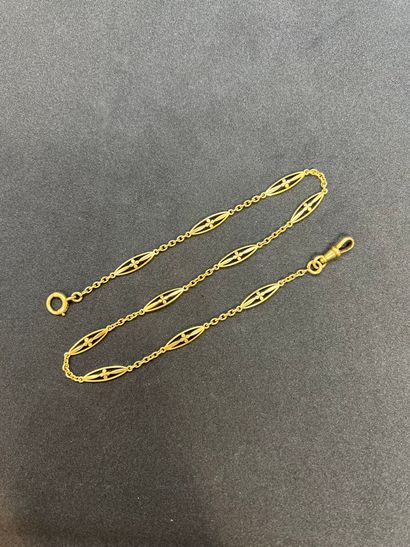 18K yellow gold 750‰ oval mesh vest chain...