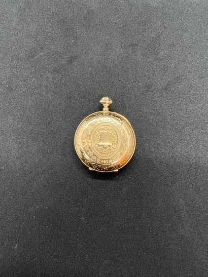 Yellow gold collar watch, white enamel dial...