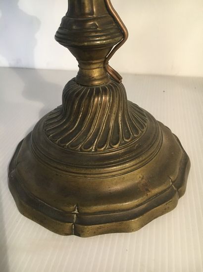 Pair of candelabras in silvered bronze, 18th...