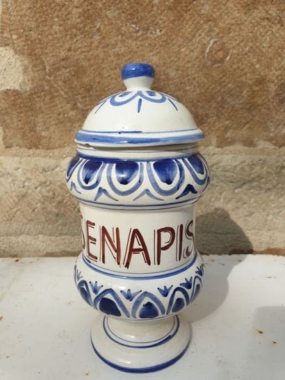 Glazed earthenware medicine jar, 20th century

Marked...