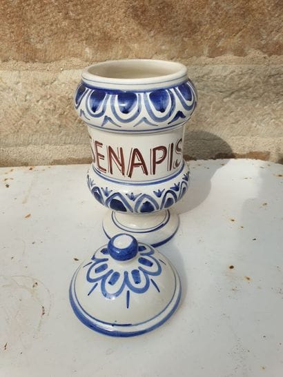 Glazed earthenware medicine jar, 20th century

Marked...