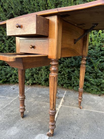 Walnut veneered shutter table, Louis-Philippe...