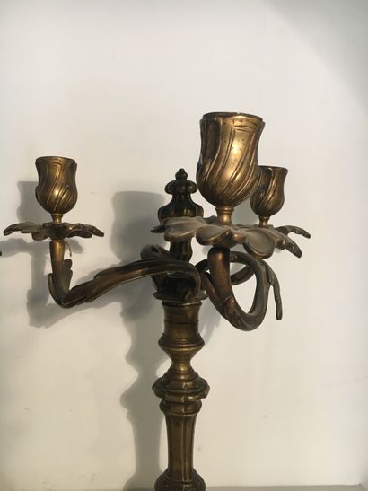 Pair of candelabras in silvered bronze, 18th...