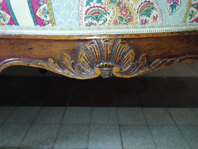 Sofa in natural wood molded and carved Louis...