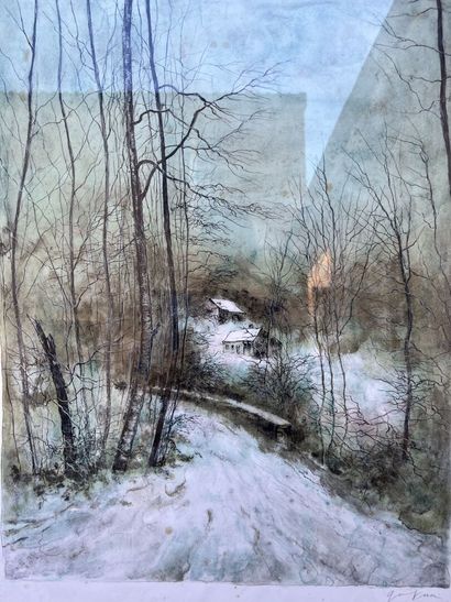 Gantner. Winter landscape. Lithograph. 

74...