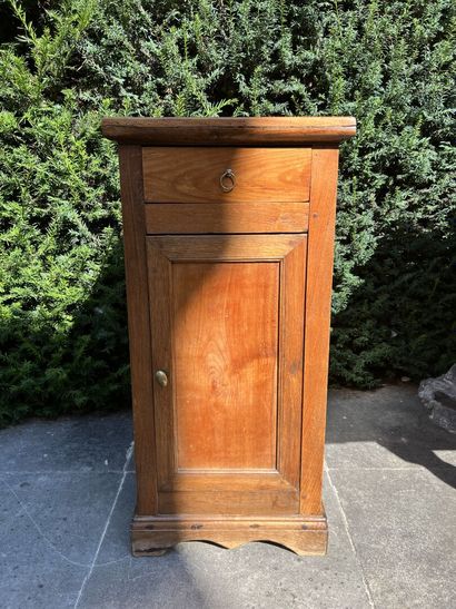 Two bedside tables in natural wood, late...