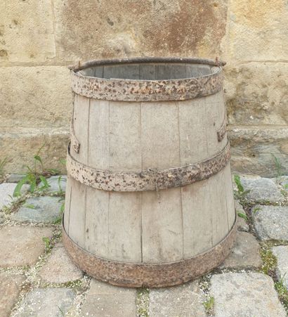 Wooden bucket with iron frame