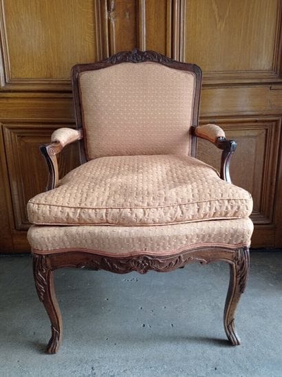 Pair of molded and carved wood armchairs...