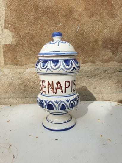 Glazed earthenware medicine jar, 20th century

Marked...