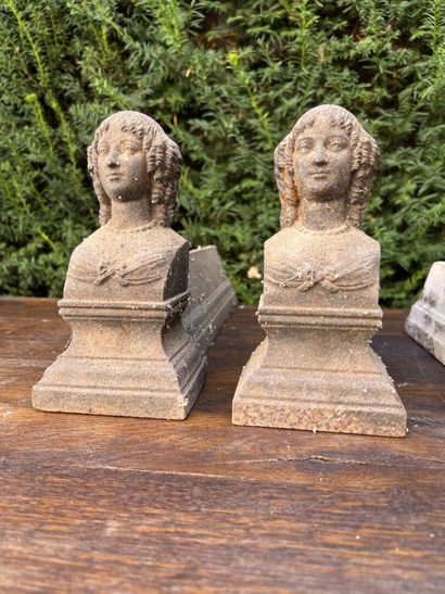 Lot of three pairs of andirons, XIXth century

Decorated...