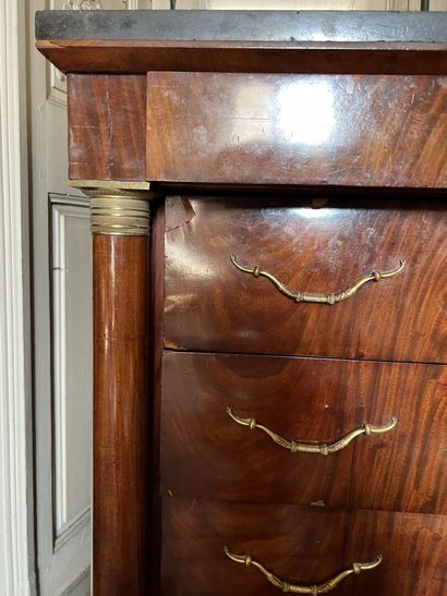 Mahogany and mahogany veneer chest of drawers...