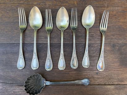 Silver lot including 3 cutlery and a fork...
