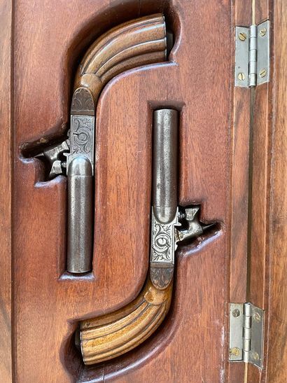 Pair of pistols, double, with percussion,...