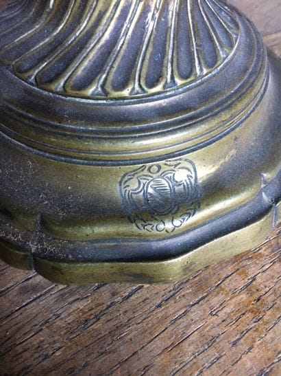 Pair of candelabras in silvered bronze, 18th...