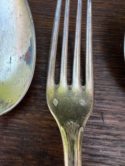 Silver lot including 3 cutlery and a fork...