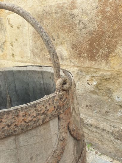 Wooden bucket with iron frame