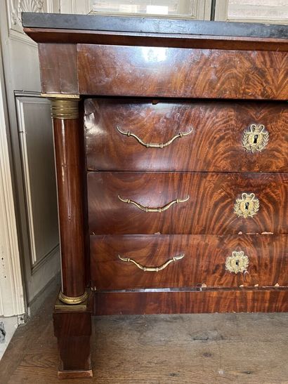 Mahogany and mahogany veneer chest of drawers...