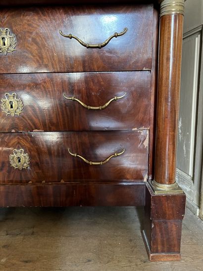 Mahogany and mahogany veneer chest of drawers...