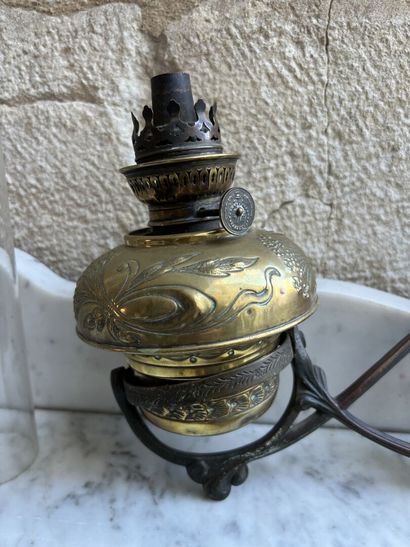 Oil lamp and its support.