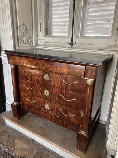 Mahogany and mahogany veneer chest of drawers...