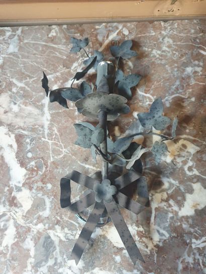 Pair of sconces in green sheet metal Louis...