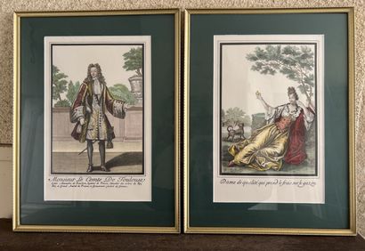 Lot of seven framed pieces including two...