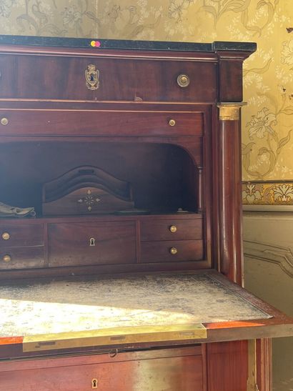 Mahogany and mahogany veneer secretary of...