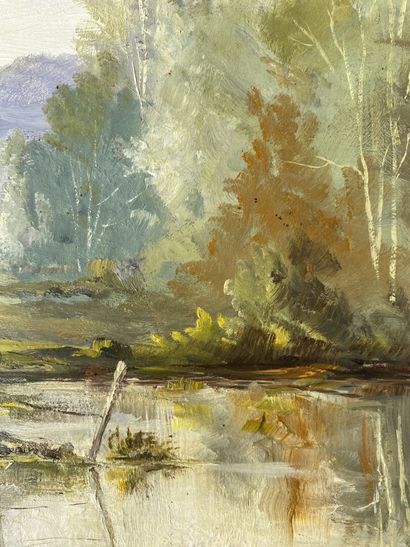 Michel LAMOTTE (XXth)

Landscape with a pond...