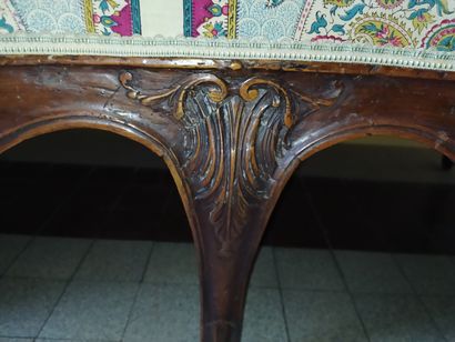 Sofa in natural wood molded and carved Louis...
