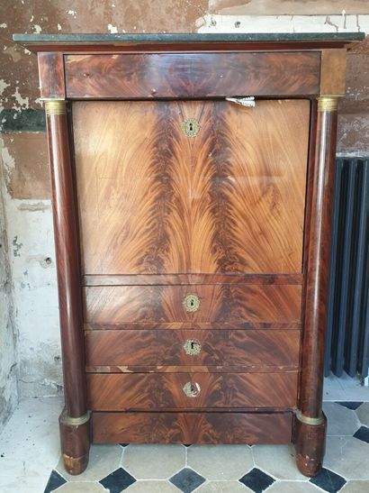 Mahogany and mahogany veneer secretary of...