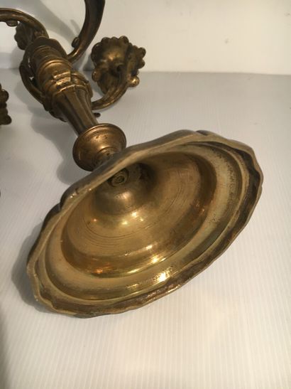 Pair of candelabras in silvered bronze, 18th...