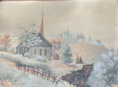 French school around 1850

Views of villages

Pair...