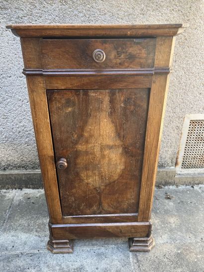 Two bedside tables in natural wood, late...