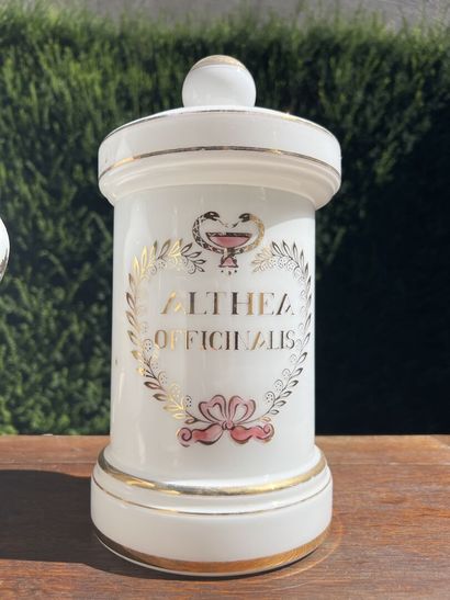 Lot of 5 porcelain or opaline pots, end of...